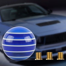 Load image into Gallery viewer, Brand New Jdm Universal Glossy Blue W/White Stripes Round Ball Shifter Shift Knob M8 M10 M12