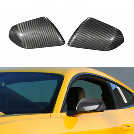 Brand New 2015-2021 Mustang Real Carbon Fiber Side Mirror Cover Caps For Without Signal Light