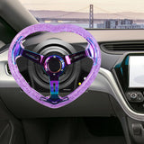 Brand New Universal 6-Hole 350MM Heart Purple Deep Dish Vip Crystal Bubble Neo Spoke Steering Wheel