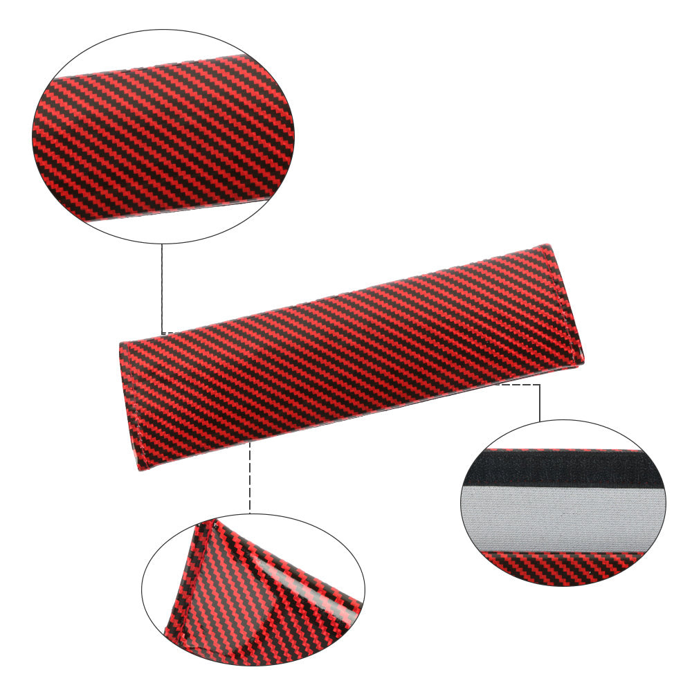Brand New Universal 2PCS Red Carbon Fiber Look Car Seat Belt Covers Shoulder Pad