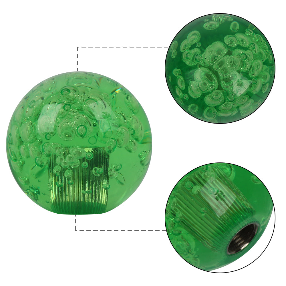 BRAND NEW UNIVERSAL V2 CRYSTAL BUBBLE GREEN ROUND BALL SHIFT KNOB MANUAL CAR RACING GEAR UNIVERSAL