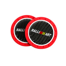 Load image into Gallery viewer, Brand New 2PCS Ralliart Real Carbon Fiber Car Cup Holder Pad Water Cup Slot Non-Slip Mat Universal