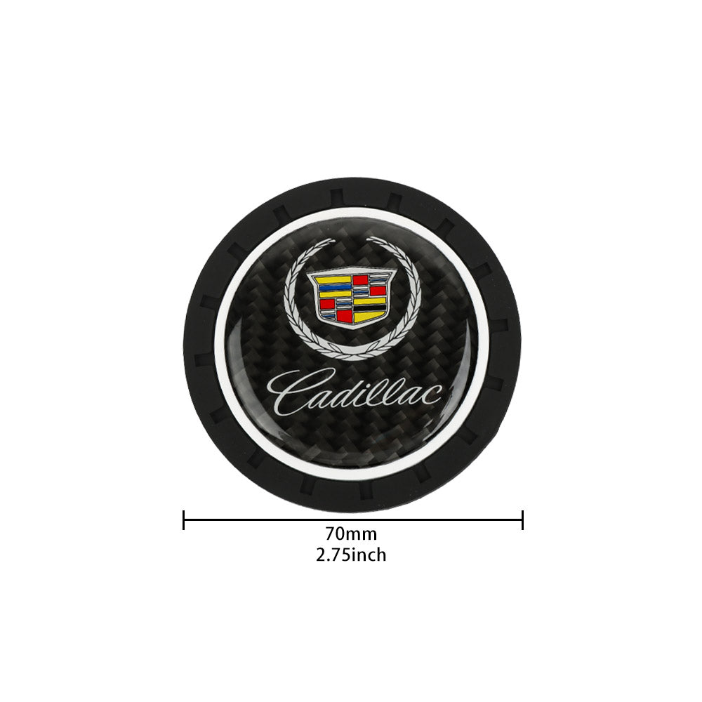 Brand New 2PCS CADILLAC Real Carbon Fiber Car Cup Holder Pad Water Cup Slot Non-Slip Mat Universal