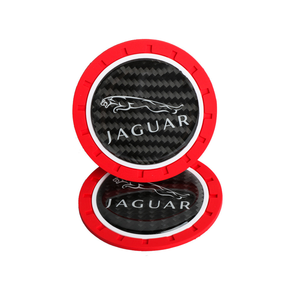 Brand New 2PCS Jaguar Real Carbon Fiber Car Cup Holder Pad Water Cup Slot Non-Slip Mat Universal