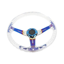Load image into Gallery viewer, Brand New Universal 6-Hole 350mm Deep Dish Vip Clear Crystal Bubble Burnt Blue Spoke Steering Wheel