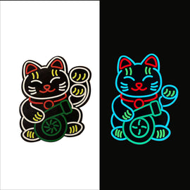 BRAND NEW UNIVERSAL FORTUNE CAT TURBO JDM Glow Panel Electric Lamp Interior LED Light Sticker Window Flashing