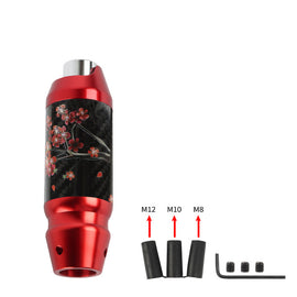 Brand New Universal Sakura Flower Real Carbon Fiber Red Aluminum Automatic Transmission Racing Gear Shift Knob