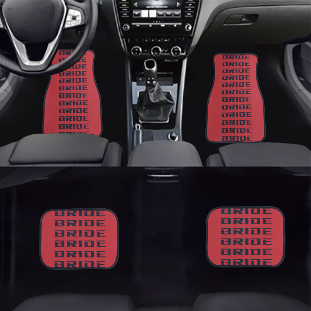 Brand New 4PCS UNIVERSAL BRIDE RED/BLACK Racing Fabric Car Floor Mats Interior Carpets