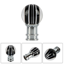 Brand New Universal Jdm Round Ball Crystal Clear Black Stripes Manual Car Racing Gear Shift Knob Shifter M12 M10 M8