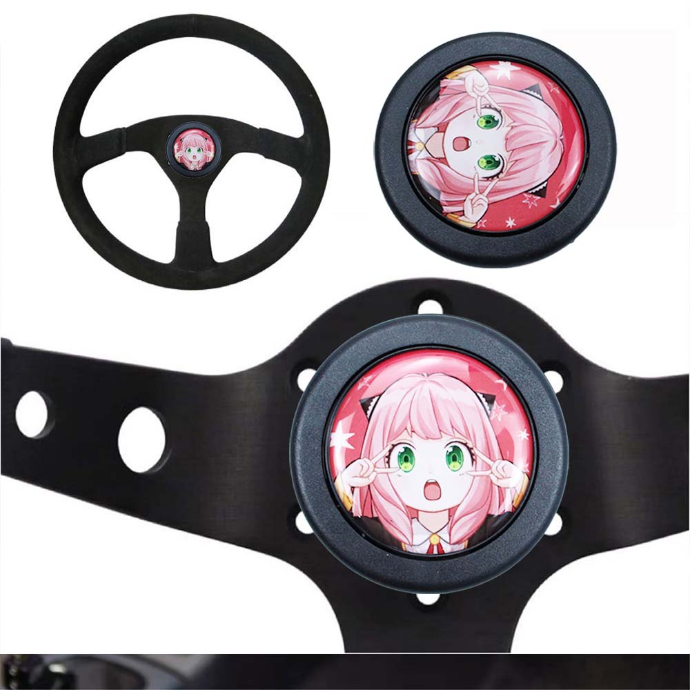 Brand New Universal Anime Hentai Car Horn Button Black Steering Wheel Center Cap