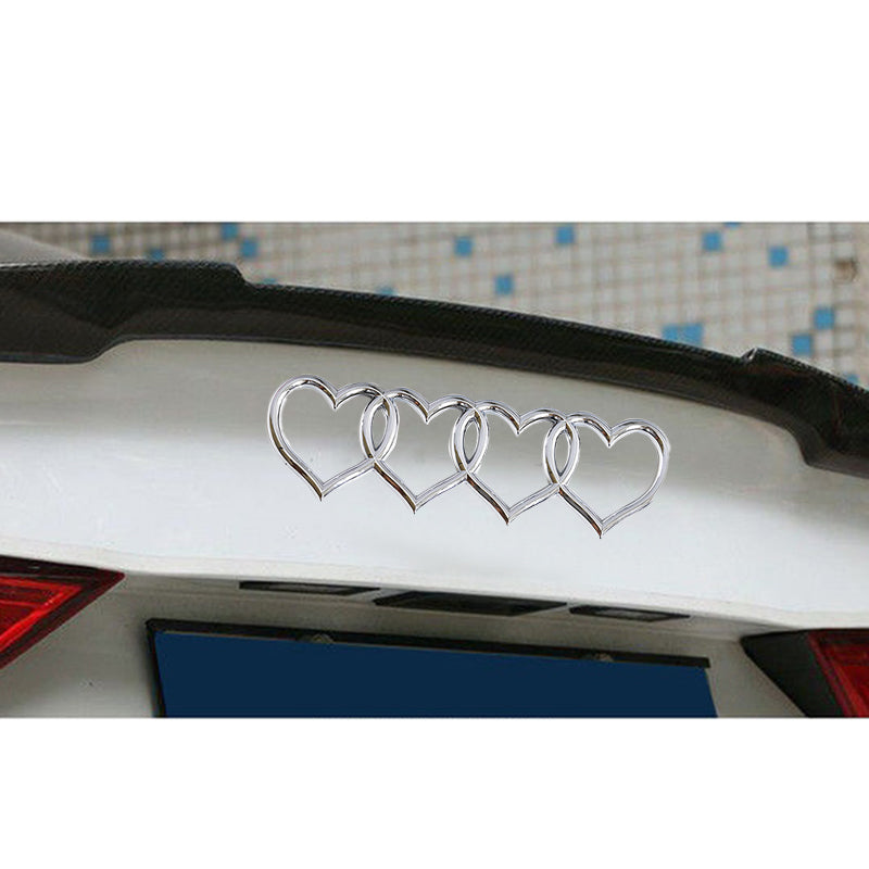 Brand New Audi Sport Car Trunk Lid Love Heart Rings Badge Logo Emblem Decoration Chrome
