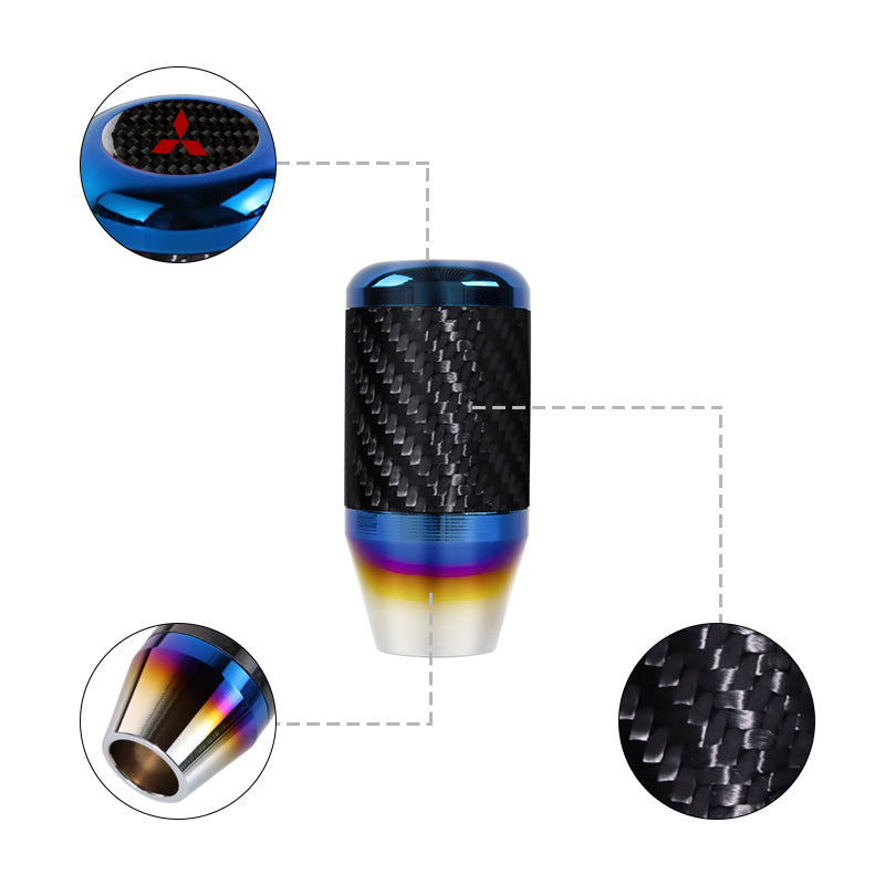 Brand New Universal Mitsubishi Car Gear Manuel Stick Real Carbon Fiber / Burnt Blue Shift Knob M8 M10 M12