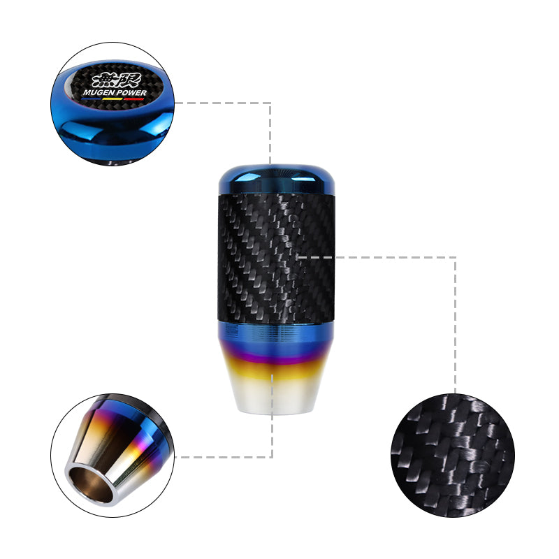 Brand New Universal Mugen Car Manuel Gear Stick Real Carbon Fiber / Burnt Blue Shift Knob M8 M10 M12