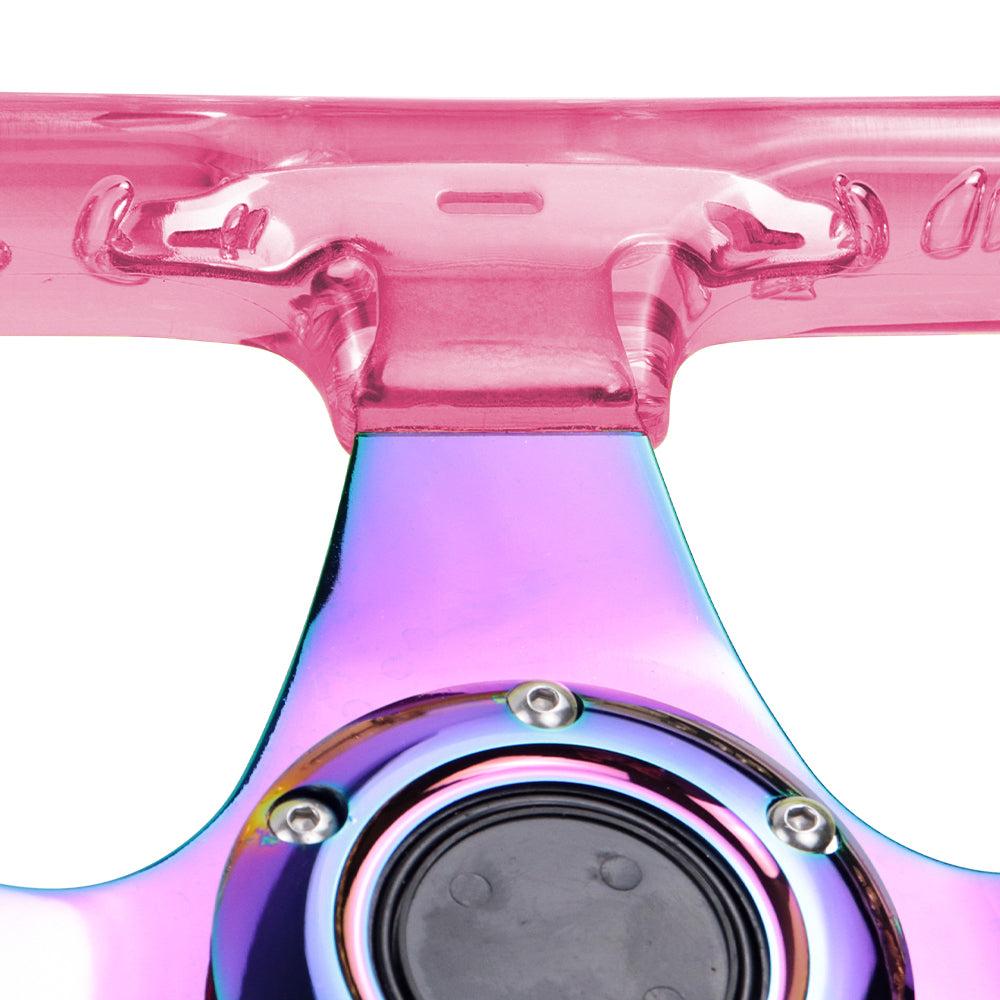 Brand New JDM Universal 6-Hole 326mm Vip Pink Crystal Bubble Neo Spoke Steering Wheel