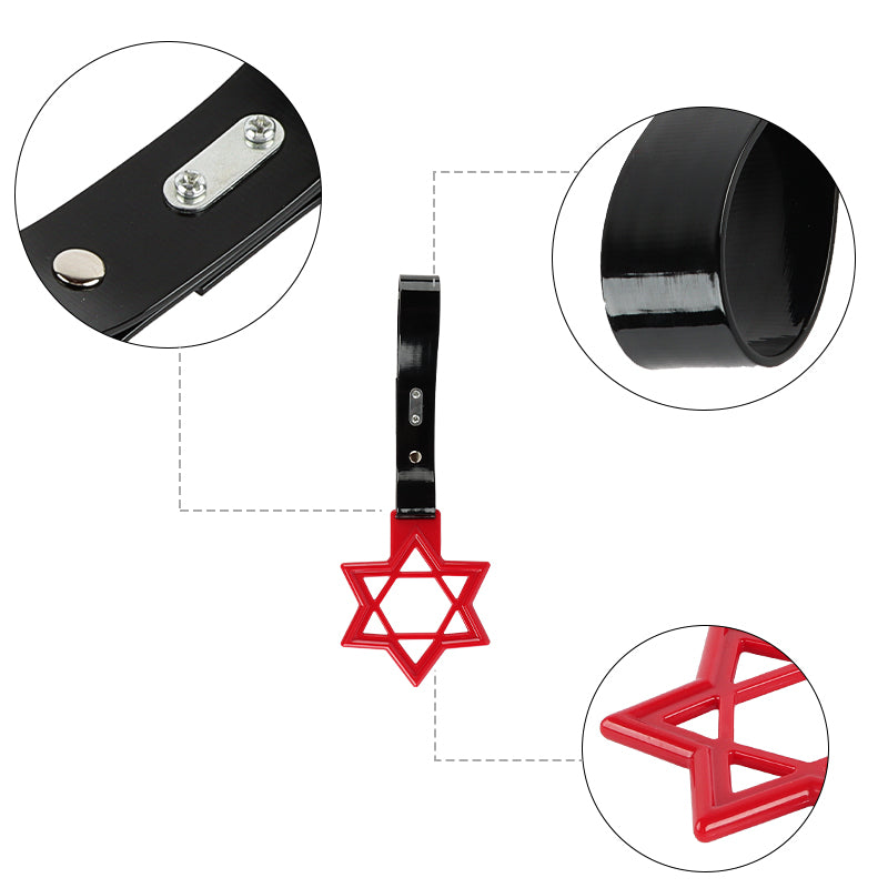 Brand New Hexagram Shaped Red JDM TSURIKAWA Subway Bus Black Handle Strap Charm Drift
