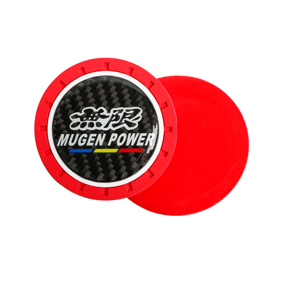 Brand New 2PCS Mugen Real Carbon Fiber Car Cup Holder Pad Water Cup Slot Non-Slip Mat Universal