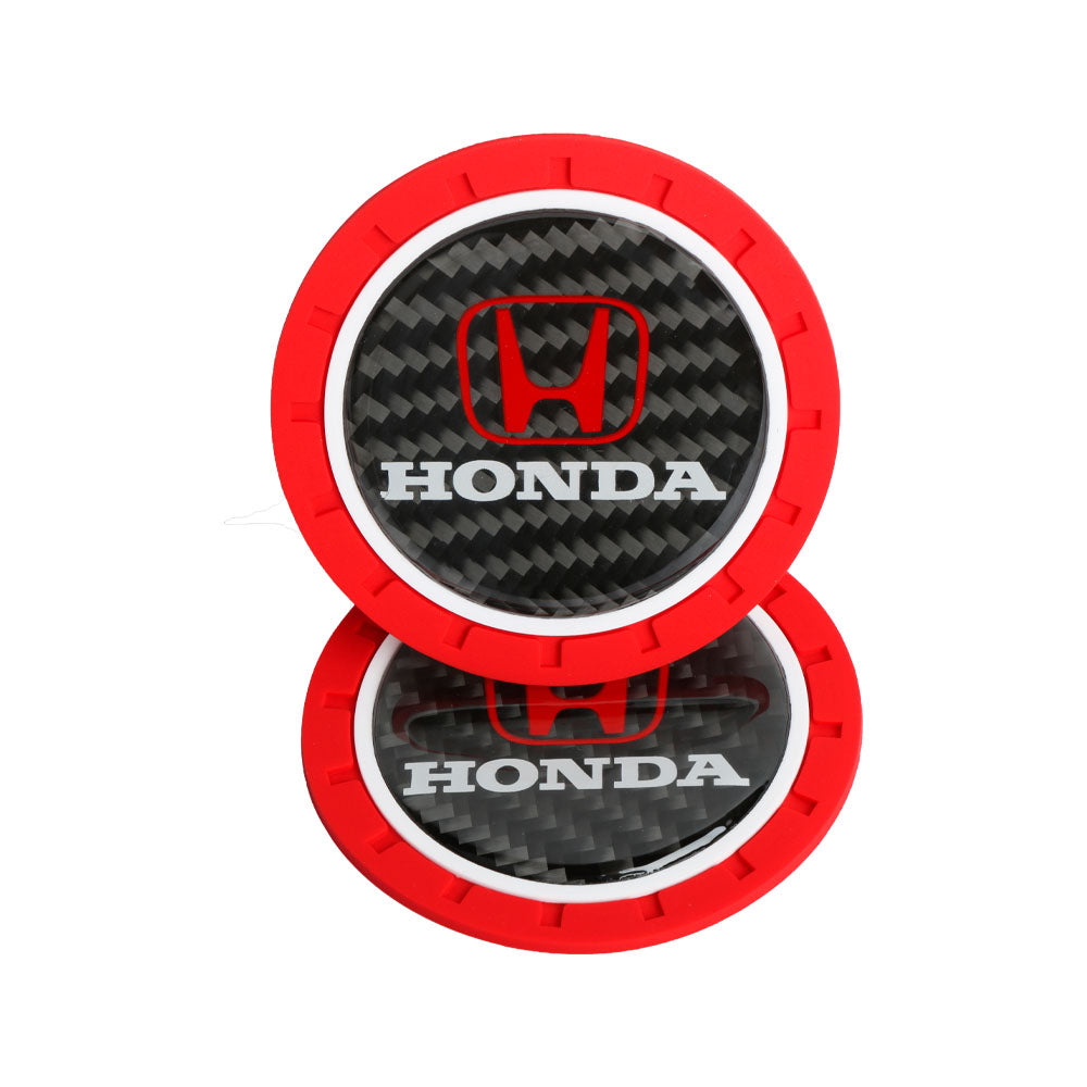 Brand New 2PCS Honda Real Carbon Fiber Car Cup Holder Pad Water Cup Slot Non-Slip Mat Universal