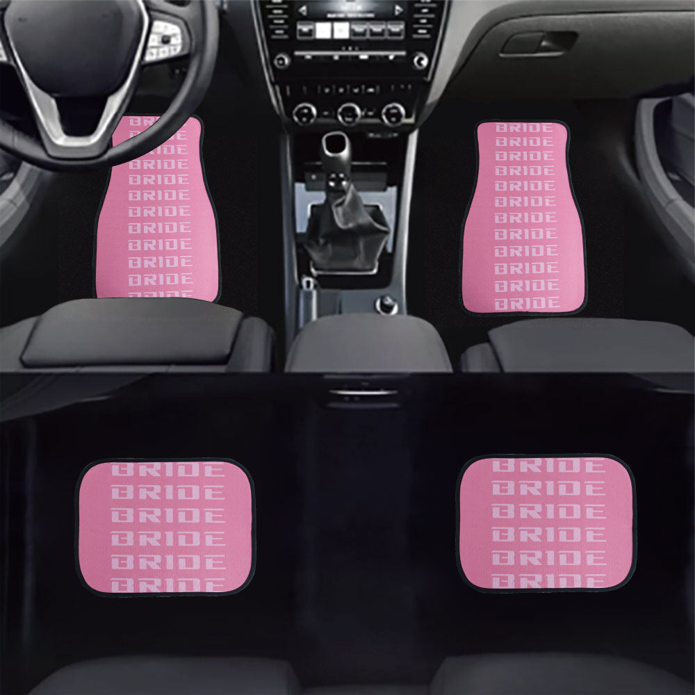 Brand New 4PCS UNIVERSAL BRIDE PINK Racing Fabric Car Floor Mats Interior Carpets