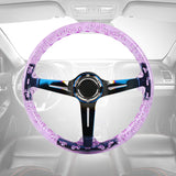 Brand New Universal 6-Hole 350mm Deep Dish Vip Purple Crystal Bubble Burnt Blue Spoke Steering Wheel