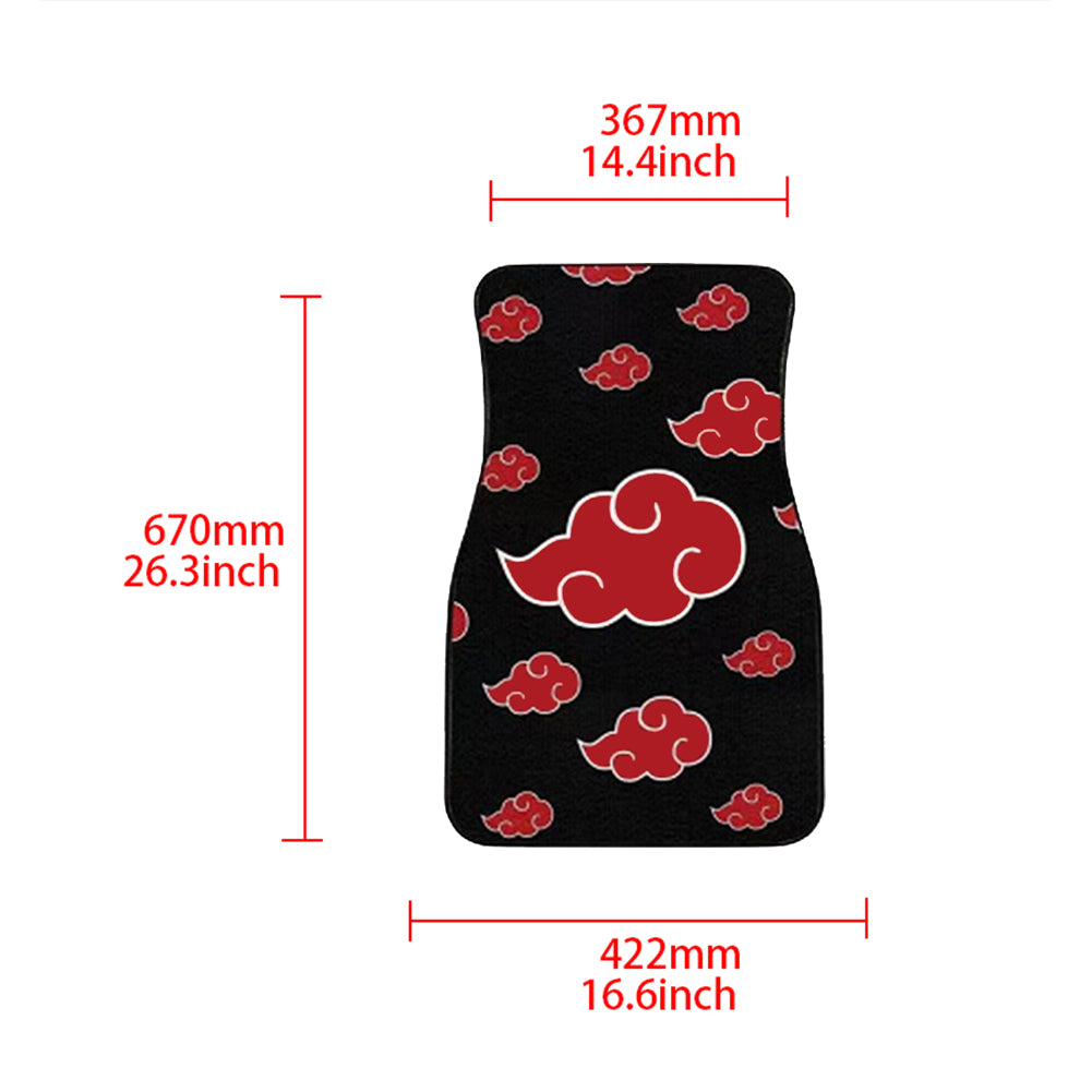 Brand New 4PCS Naruto Akatsuki Cloud Racing Red Fabric Car Floor Mats Interior Carpets