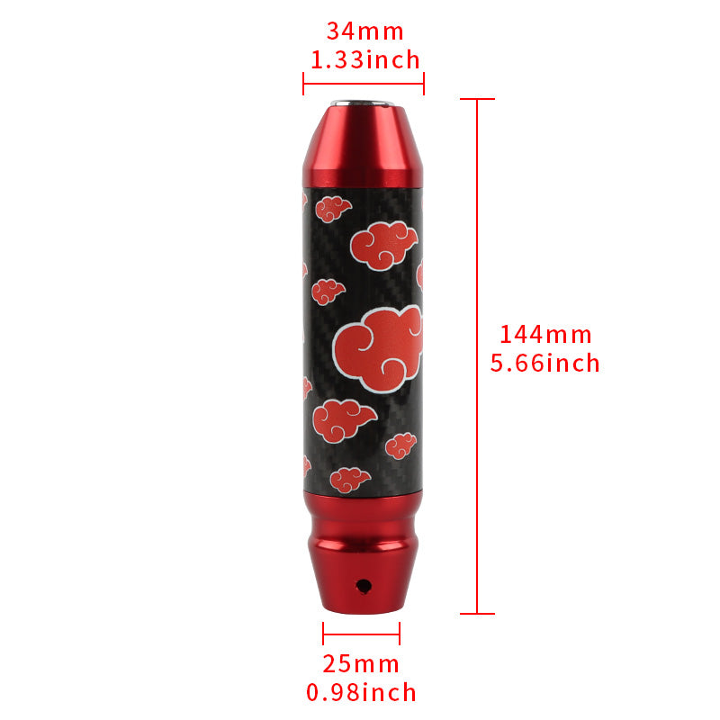 Brand New Naruto Akatsuki Cloud Universal Real Carbon Fiber Red Aluminum Automatic Transmission Racing Gear Shift Knob