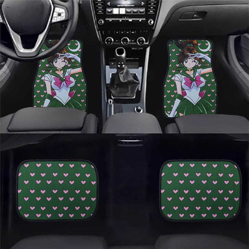 Brand New 4PCS UNIVERSAL ANIME SAILOR JUPITER Racing Fabric Car Floor Mats Interior Carpets