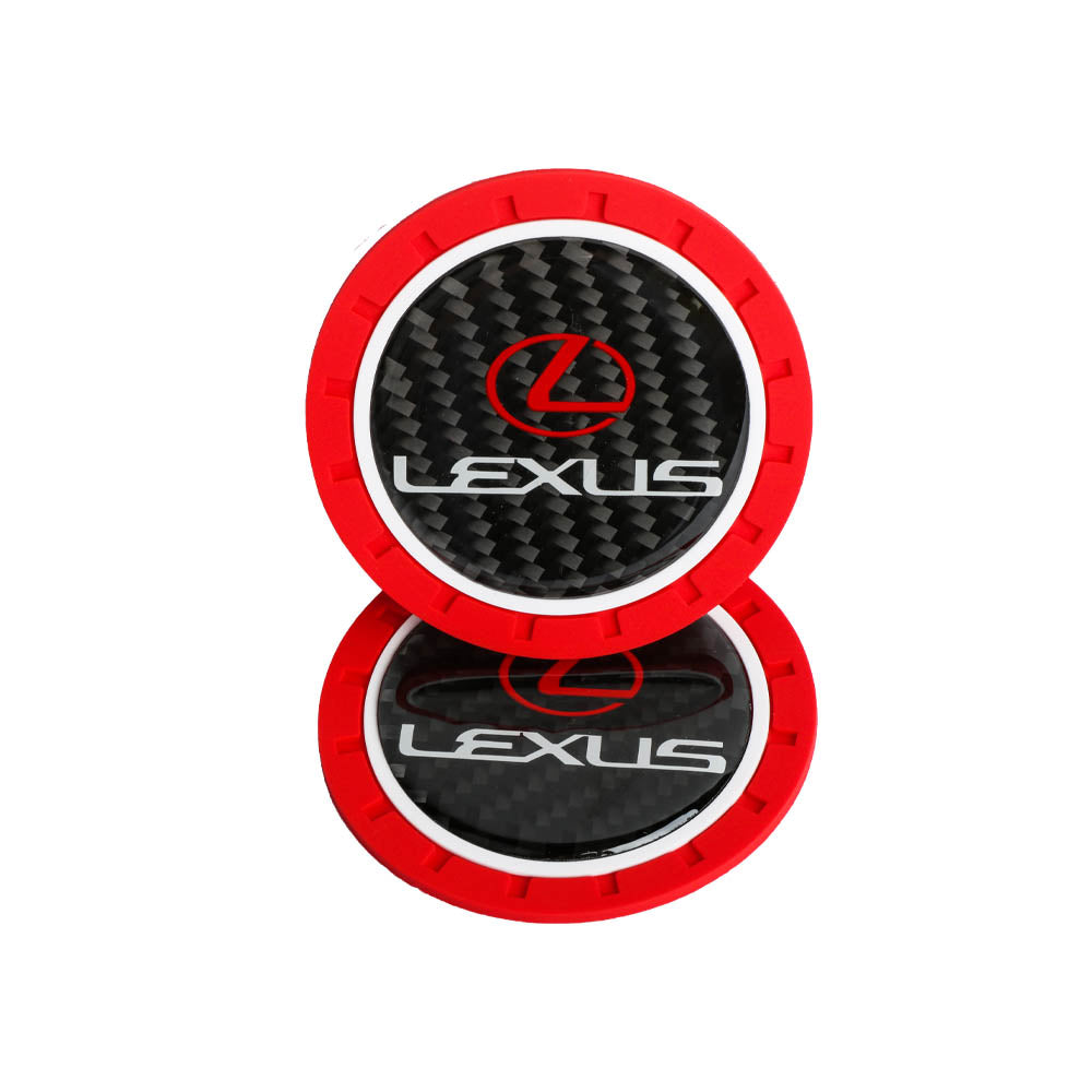 Brand New 2PCS LEXUS Real Carbon Fiber Car Cup Holder Pad Water Cup Slot Non-Slip Mat Universal