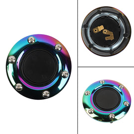 BRAND NEW UNIVERSAL NEO CHROME CAR HORN BUTTON STEERING WHEEL CENTER CAP
