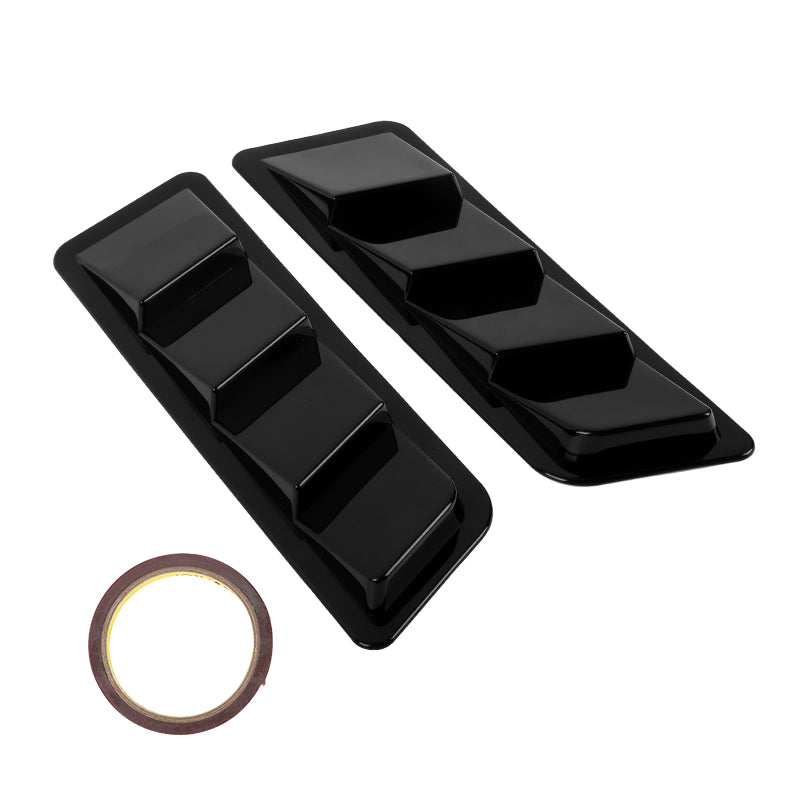 BRAND NEW UNIVERSAL 2PCS Glossy Black Car Hood Vent Scoop Louver Bonnet Vent Air Flow