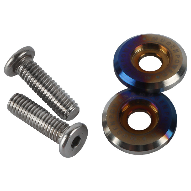 Brand New 2PCS JDM Mugen Power Burnt Blue License Plate Frame Bolts Screws Fasteners Universal