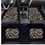 Brand New 4PCS SAKURA KOI FISH Racing Black Fabric Car Floor Mats Interior Carpets