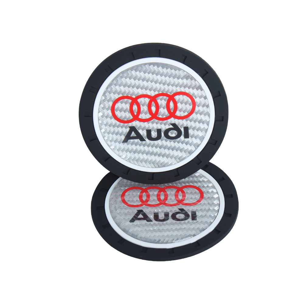 Brand New 2PCS Audi Real Carbon Fiber Car Cup Holder Pad Water Cup Slot Non-Slip Mat Universal