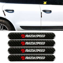 Brand New 4PCS Mazdaspeed Real Carbon Fiber Black Car Trunk Side Fenders Door Badge Scratch Guard Sticker