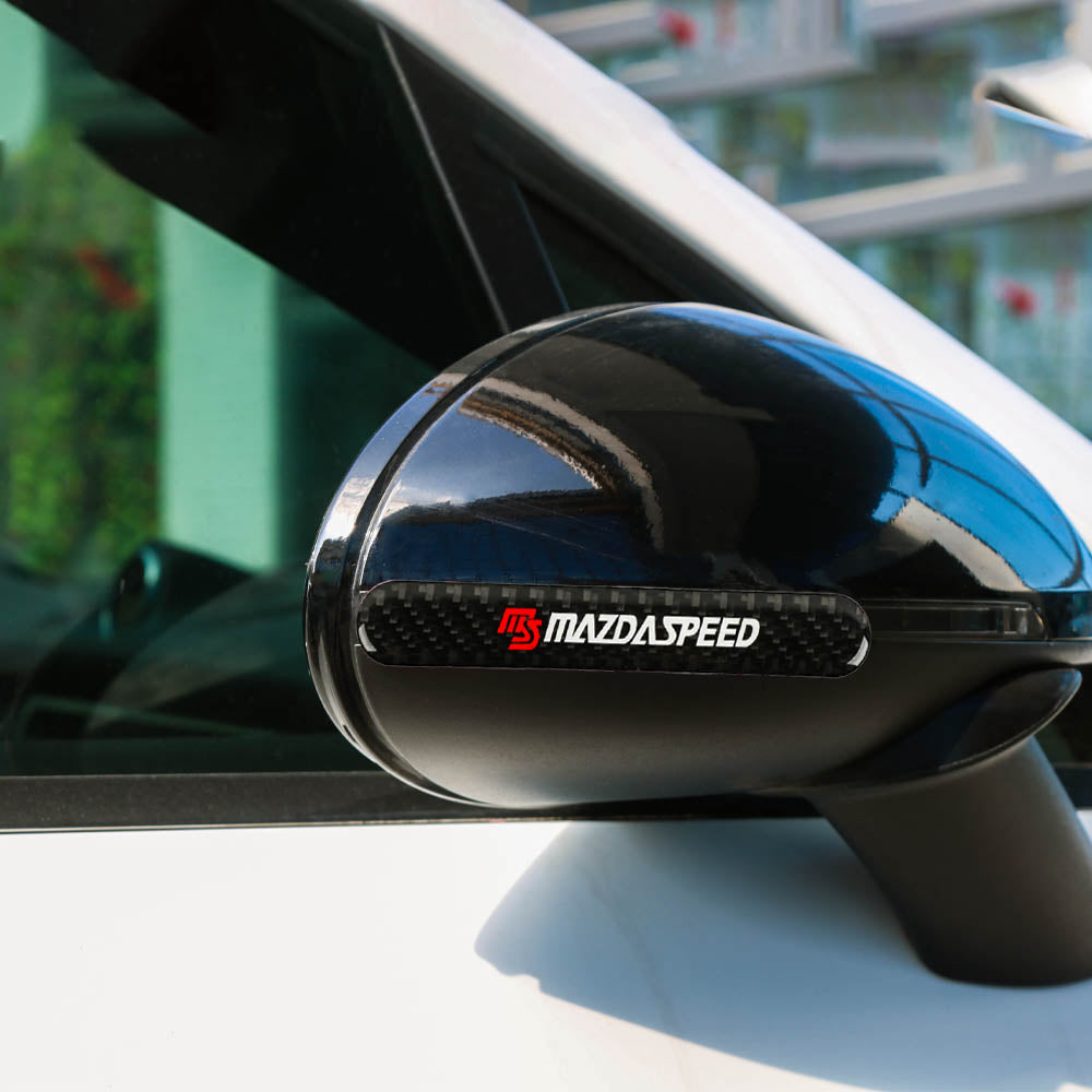 Brand New 8PCS Mazdaspeed Real Carbon Fiber Black Car Trunk Side Fenders Door Badge Scratch Guard Sticker