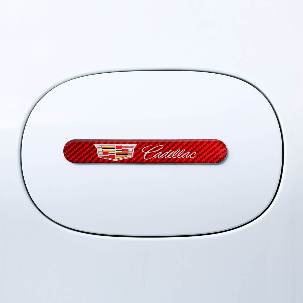Brand New 2PCS Cadillac Real Carbon Fiber Red Car Trunk Side Fenders Door Badge Scratch Guard Sticker