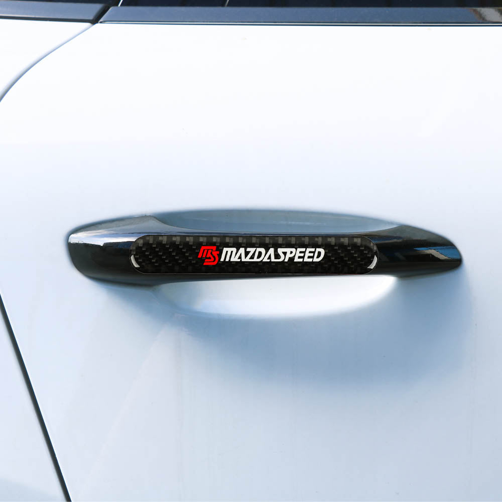 Brand New 8PCS Mazdaspeed Real Carbon Fiber Black Car Trunk Side Fenders Door Badge Scratch Guard Sticker