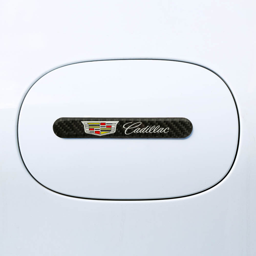 Brand New 2PCS Cadillac Real Carbon Fiber Black Car Trunk Side Fenders Door Badge Scratch Guard Sticker