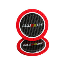 Load image into Gallery viewer, Brand New 2PCS Ralliart Real Carbon Fiber Car Cup Holder Pad Water Cup Slot Non-Slip Mat Universal