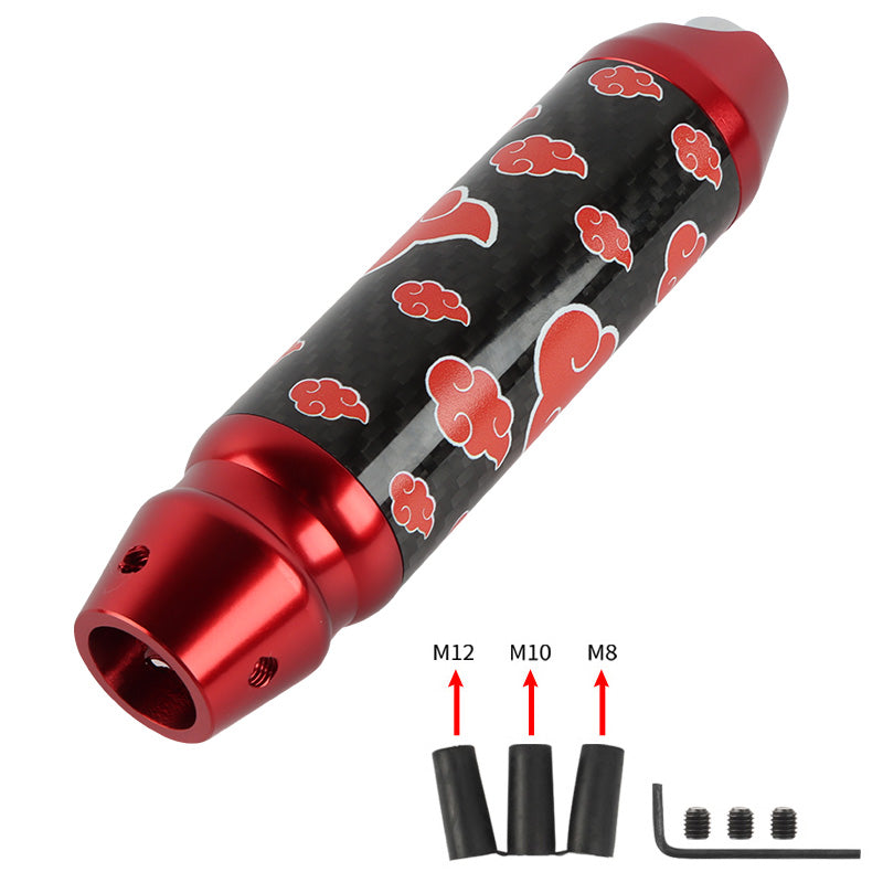 Brand New Naruto Akatsuki Cloud Universal Real Carbon Fiber Red Aluminum Automatic Transmission Racing Gear Shift Knob