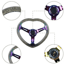 Load image into Gallery viewer, Brand New Universal 6-Hole 350MM Heart Black Deep Dish Vip Crystal Bubble Neo Spoke Steering Wheel