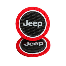 Load image into Gallery viewer, Brand New 2PCS JEEP Real Carbon Fiber Car Cup Holder Pad Water Cup Slot Non-Slip Mat Universal
