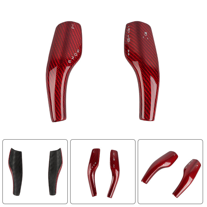 BRAND NEW Real Carbon Fiber Red Steering Wheel Paddle Shift Trim Cover For Tesla Model 3 / Y