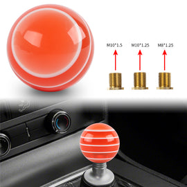 Brand New Jdm Universal Glossy Orange W/White Stripes Round Ball Shifter Shift Knob M8 M10 M12