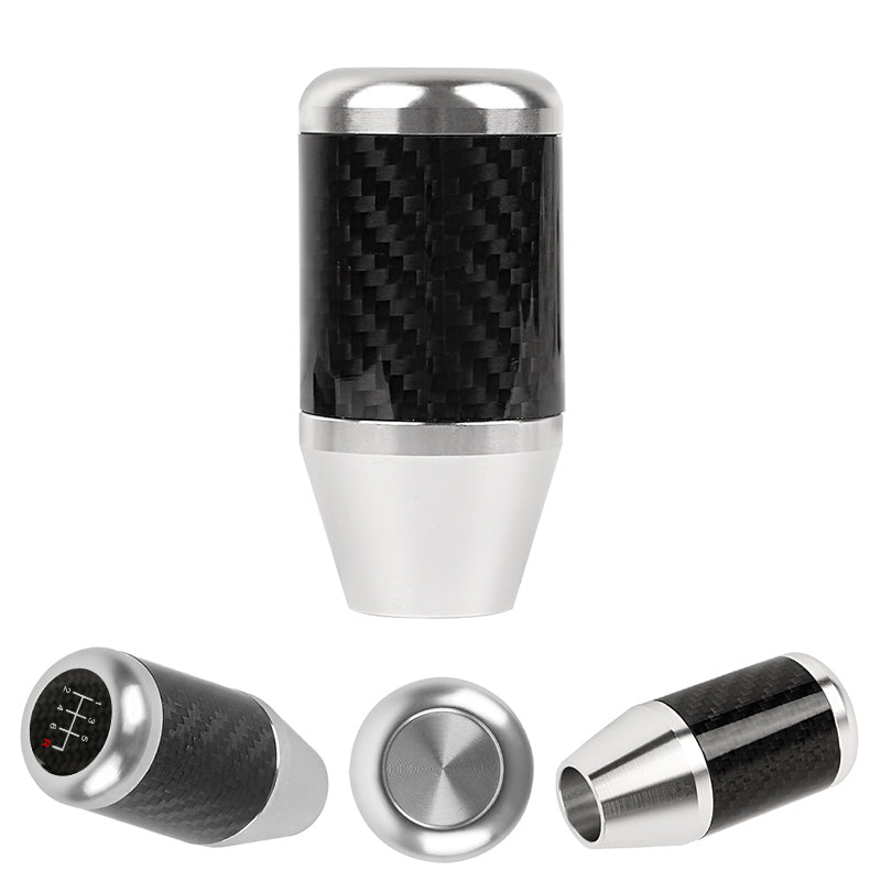 Brand New Universal 6 SPEED Silver Real Carbon Fiber Racing Gear Stick Shift Knob For MT Manual M12 M10 M8