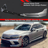 BRAND NEW 3PCS 2022-2023 Honda Civic 11th Gen Yofer Lunar Silver Metallic Front Bumper Lip Splitter Kit