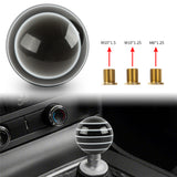 Brand New Jdm Universal Glossy Black W/White Stripes Round Ball Shifter Shift Knob M8 M10 M12