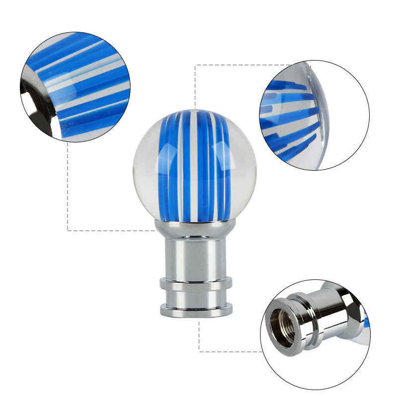 Brand New Universal Jdm Round Ball Crystal Clear Blue Stripes Manual Car Racing Gear Shift Knob Shifter M12 M10 M8
