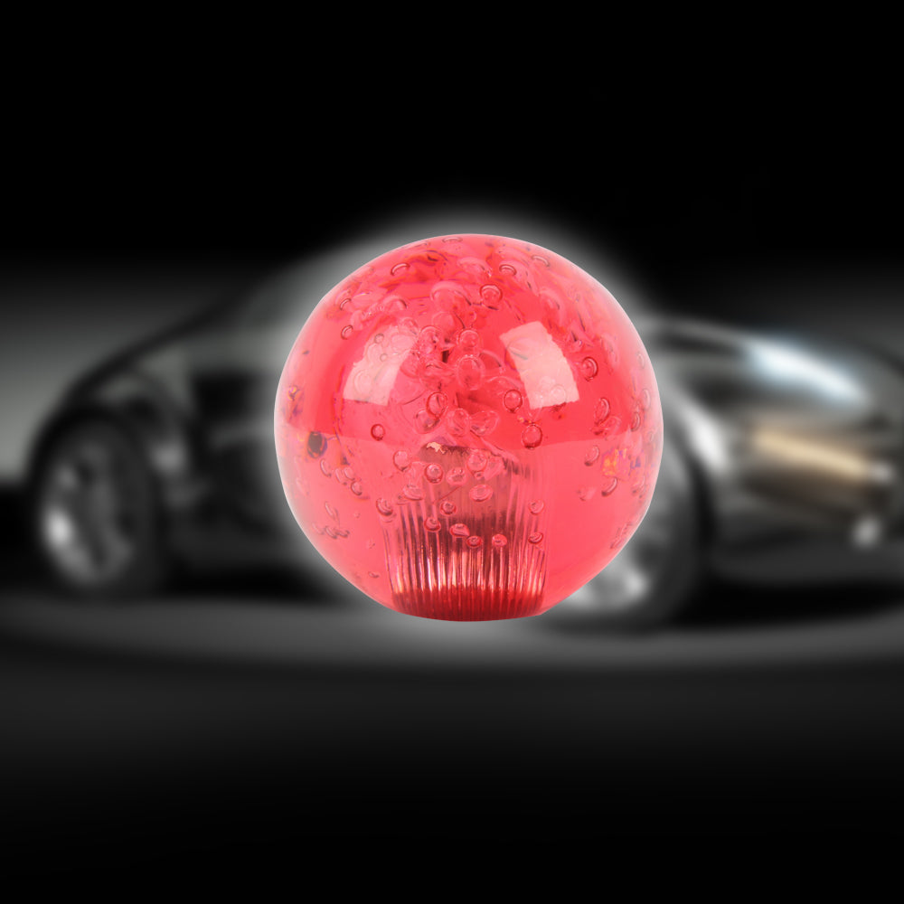 BRAND NEW UNIVERSAL V2 CRYSTAL BUBBLE RED ROUND BALL SHIFT KNOB MANUAL CAR RACING GEAR UNIVERSAL