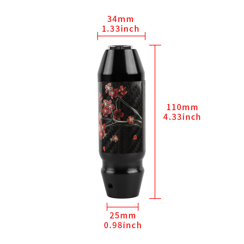 Brand New Universal Sakura Flower Real Carbon Fiber Black Aluminum Automatic Transmission Racing Gear Shift Knob