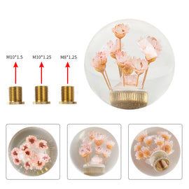Brand New Universal Round Ball Crystal Clear Light Pink Flowers Manual Gear Shift Knob Shifter M8 M10 M12